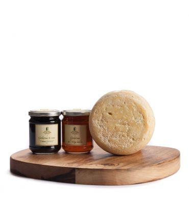 Tuscan cheese with wooden cutting board